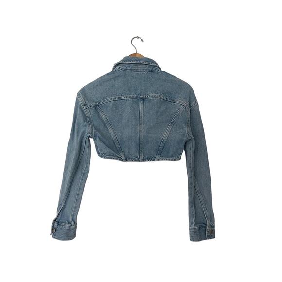 Zara Mugler Style Cropped Jeans Denim Jacket Size XS - Picture 5 of 6